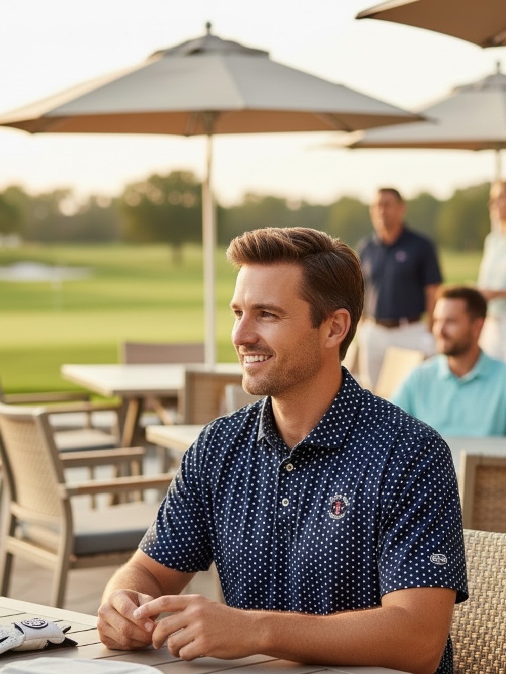Stitch Golf Double Dot Polka Dot Golf Polo